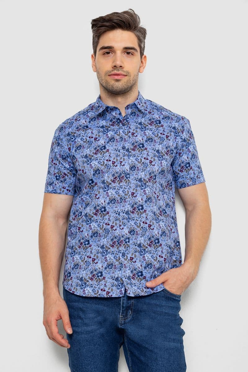 Сорочка чоловіча з принтом, колір джинс, 214R6917-10 - зображення 1