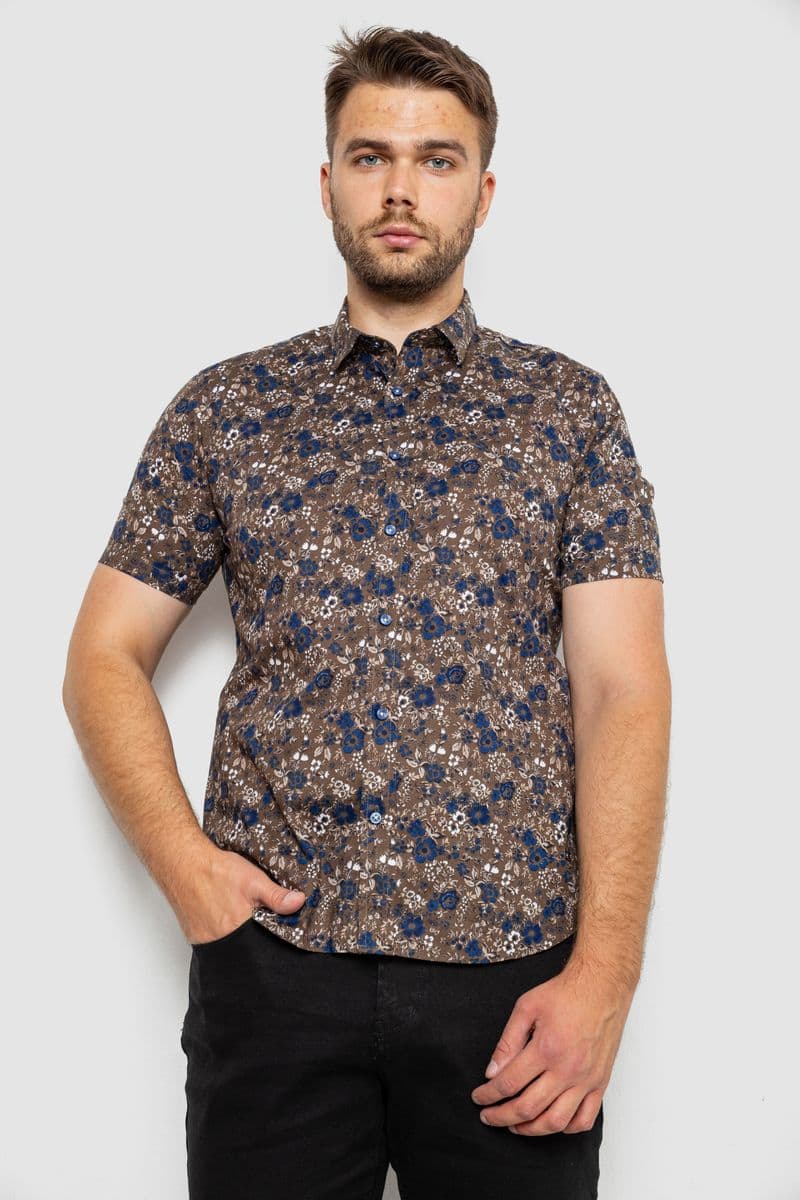 Сорочка чоловіча з принтом, колір коричневий, 214R6917-10 - зображення 1