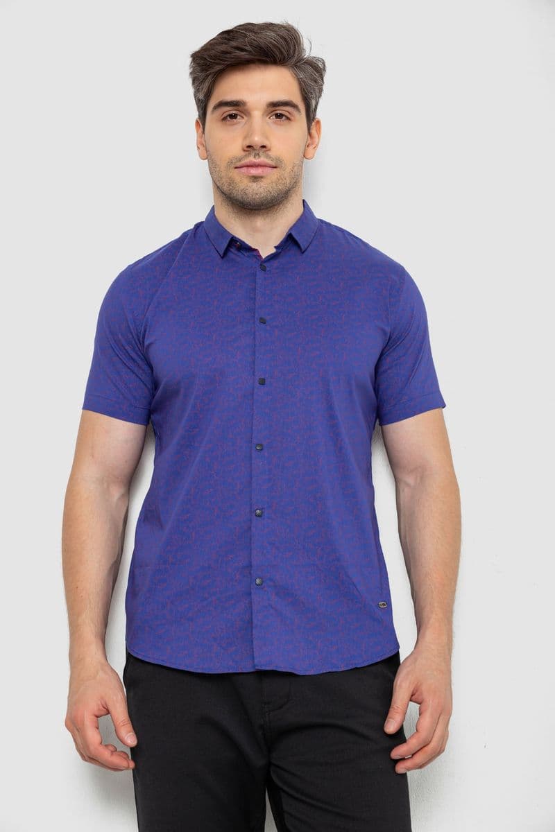 Сорочка чоловіча с принтом, колір фіолетовий, 214R6917-11 - зображення 1
