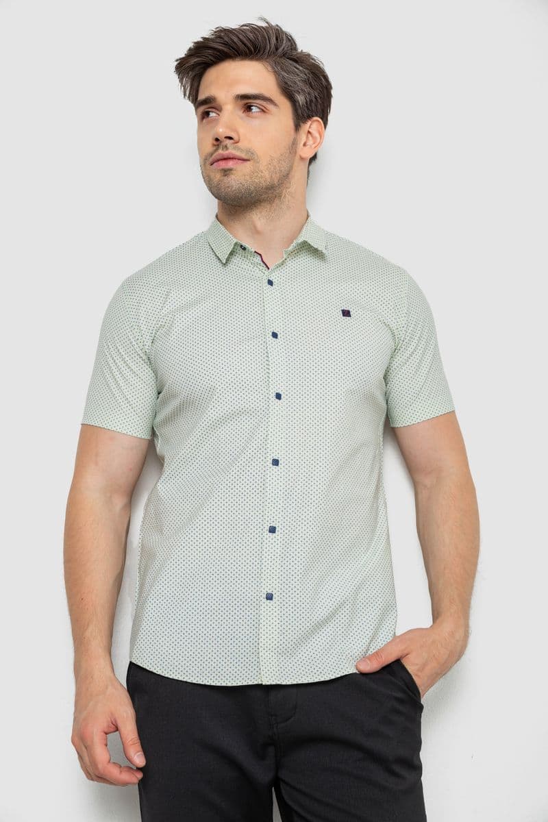 Сорочка чоловіча однотонна, колір оливковий, 214R6917-13 - зображення 1