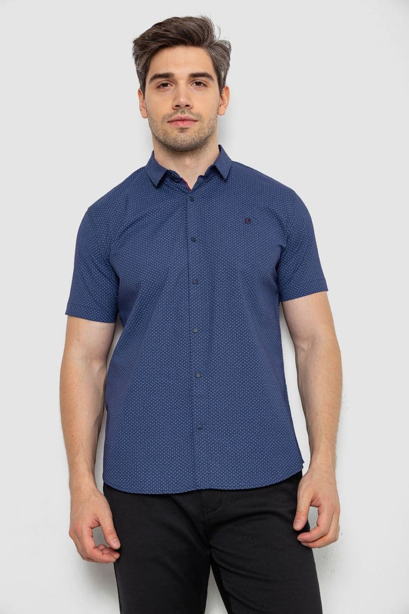 Сорочка чоловіча однотонна, колір синій, 214R6917-13 - зображення 1