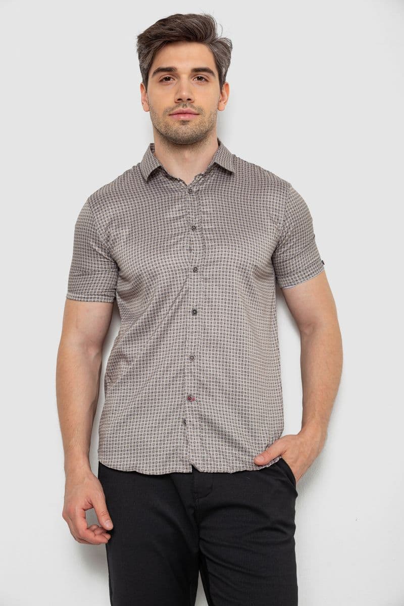 Сорочка чоловіча з принтом, колір бежевий, 214R6917-5 - зображення 1