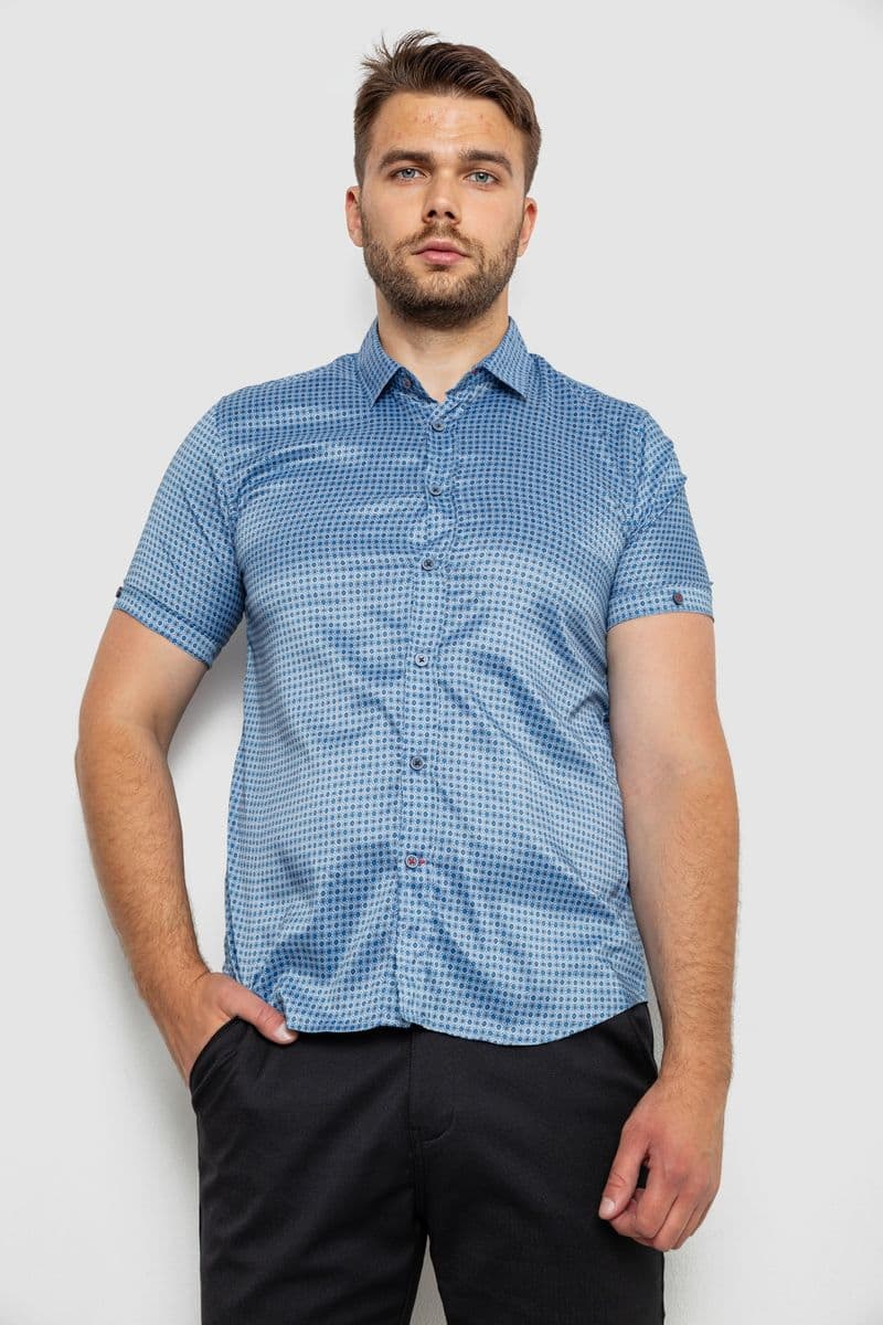 Сорочка чоловіча з принтом, колір блакитний, 214R6917-5 - зображення 1