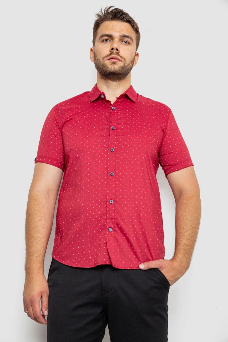 Сорочка чоловіча з принтом, колір бордовий, 214R6917-6 - зображення 1