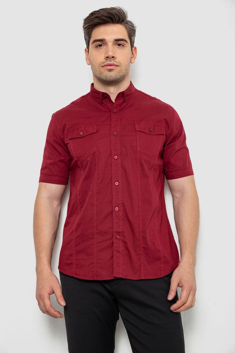 Сорочка чоловіча однотонна, колір бордовий, 214R6917-7 - зображення 1