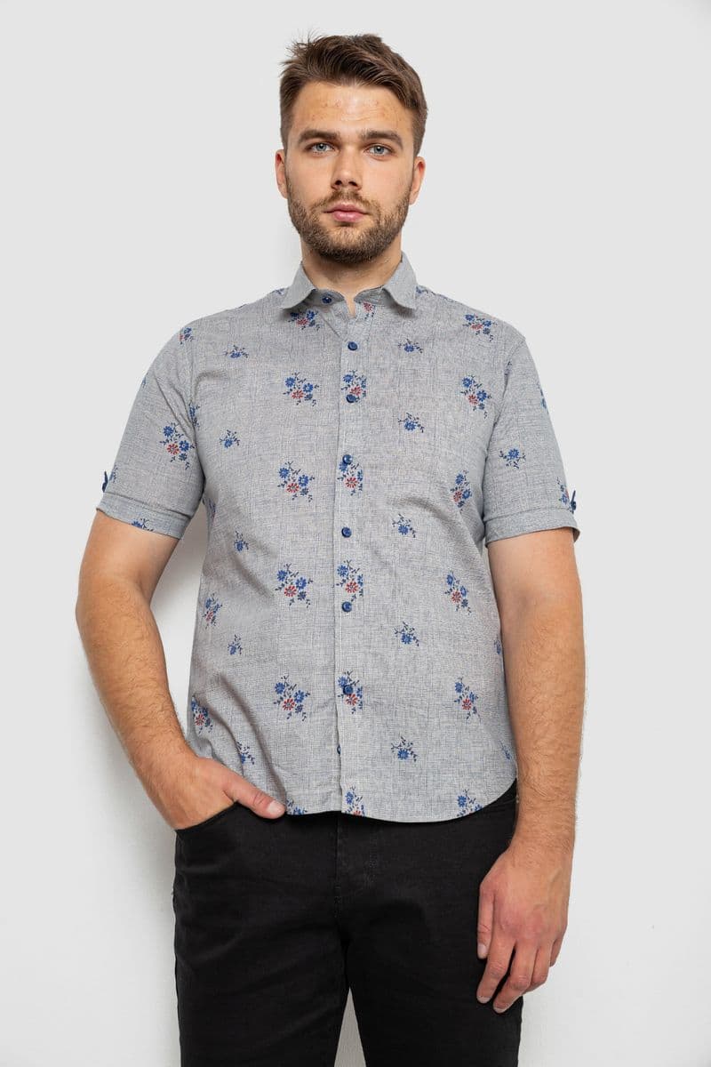 Сорочка чоловіча з принтом, колір сірий, 214R6917-88 - зображення 1