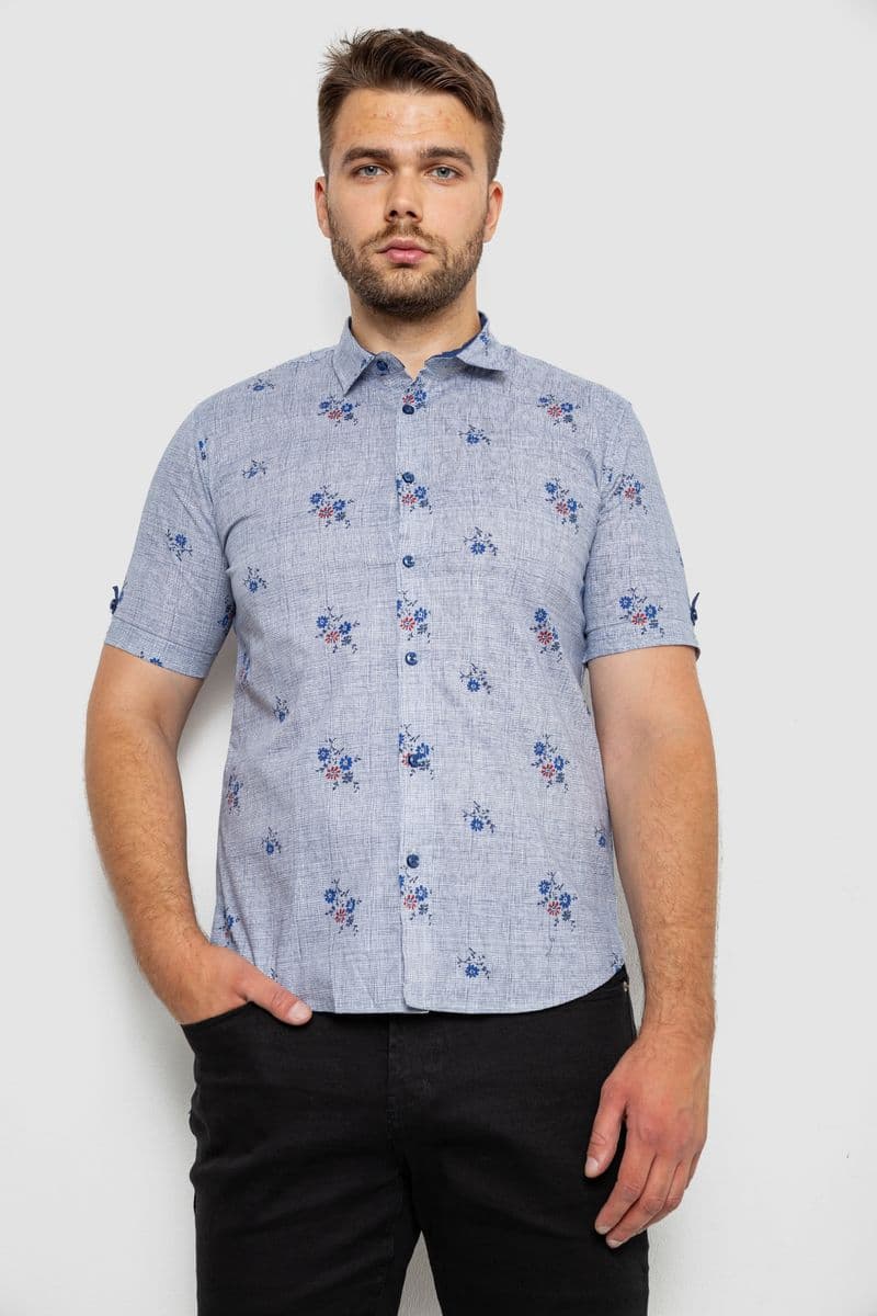 Сорочка чоловіча з принтом, колір синій, 214R6917-88 - зображення 1
