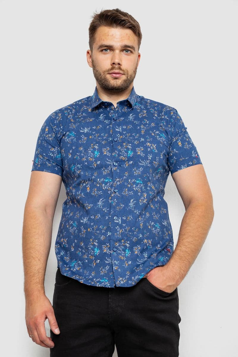 Сорочка чоловіча з принтом, колір джинс, 214R6917-9 - зображення 1