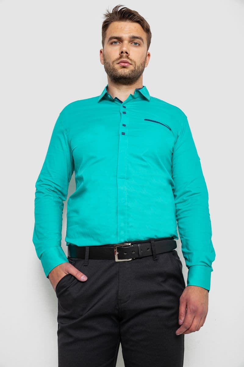 Сорочка чоловіча, колір бірюзовий, 214R7002 - зображення 1
