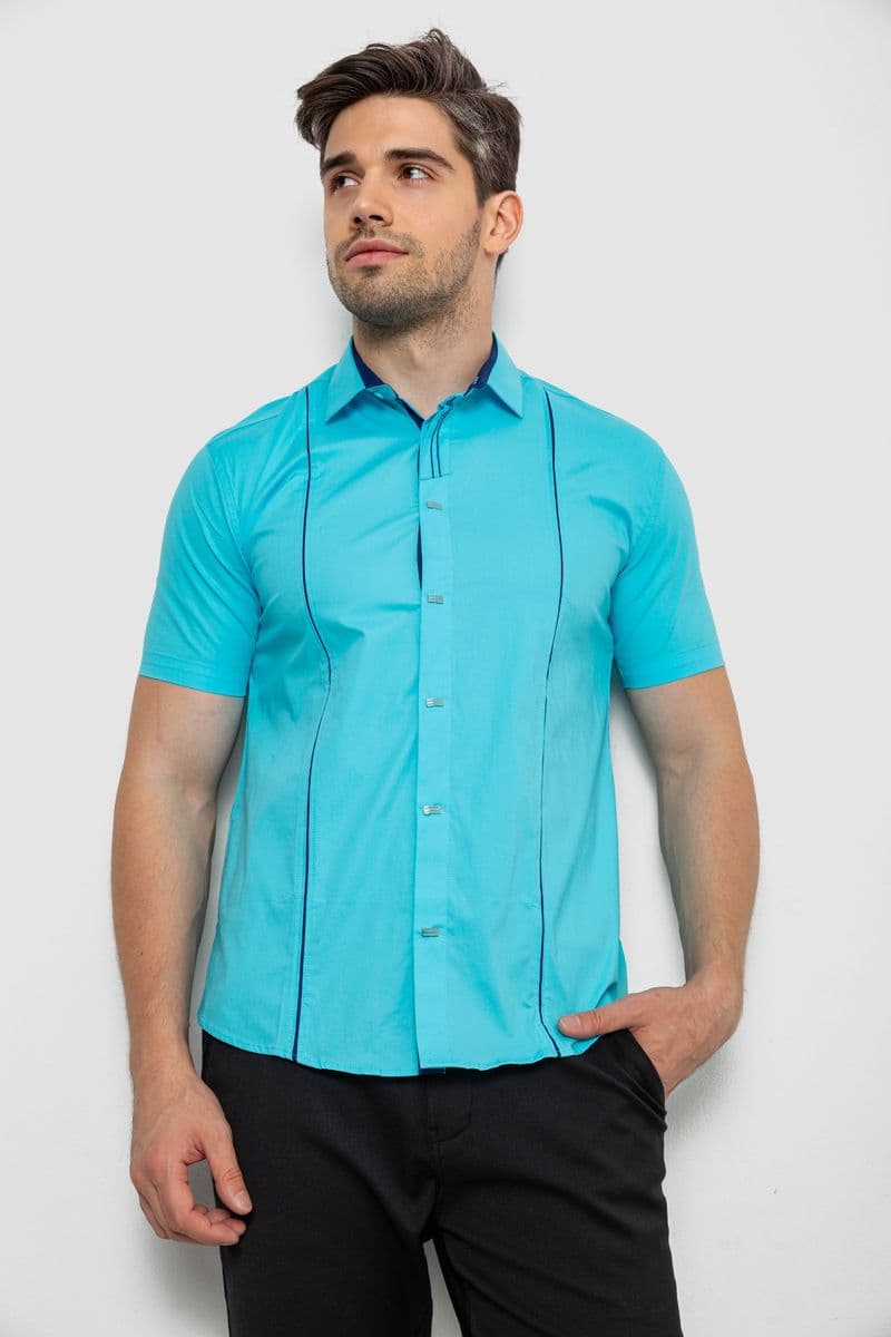 Сорочка чоловіча однотонна, колір блакитний, 214R7003-5 - зображення 1