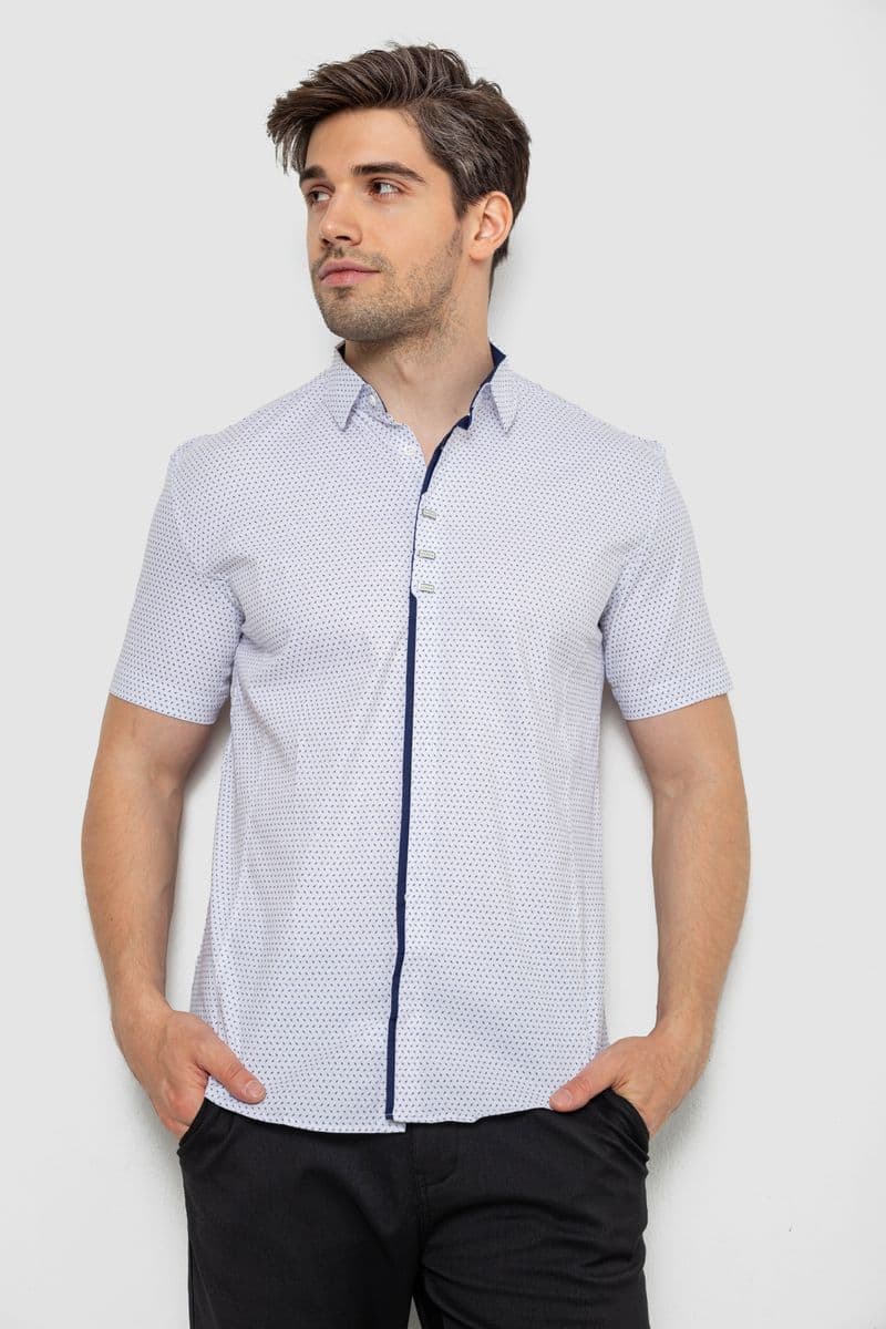 Сорочка чоловіча з принтом, колір білий, 214R7014 - зображення 1