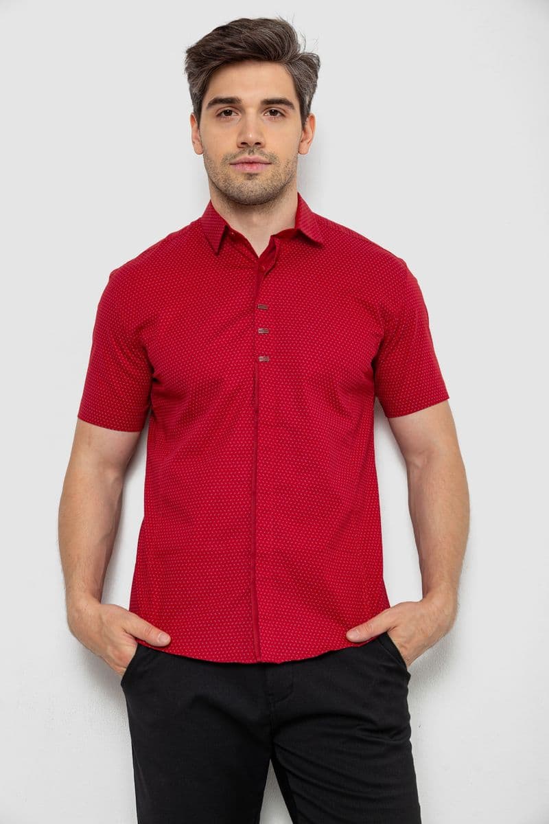 Сорочка чоловіча з принтом, колір бордовий, 214R7014 - зображення 1