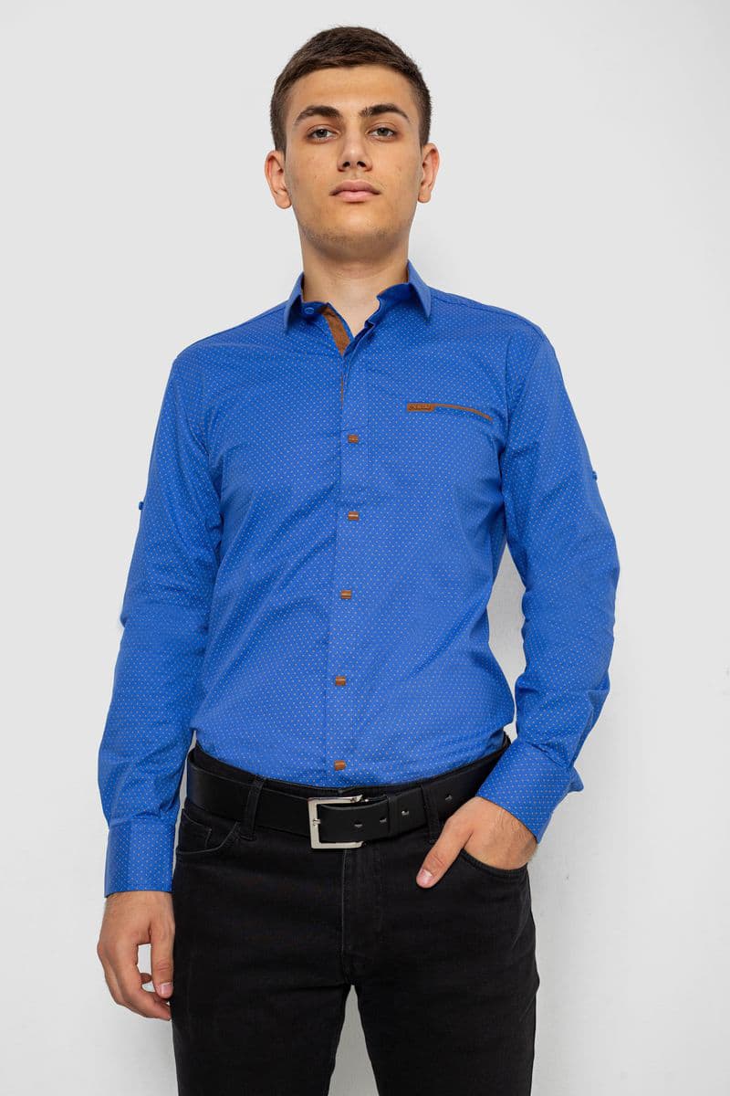 Сорочка чоловіча з принтом, колір електрик, 214R7015 - зображення 1