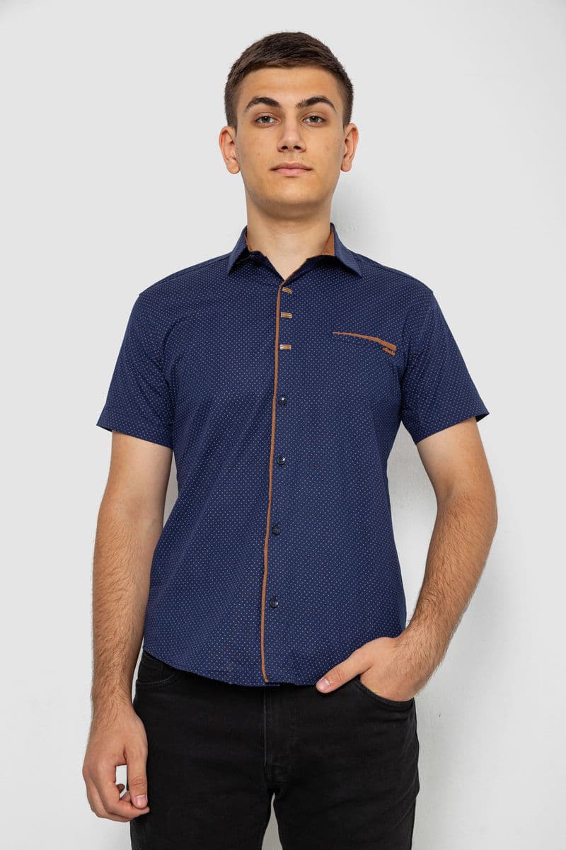 Сорочка чоловіча з принтом, колір синій, 214R7016 - зображення 1