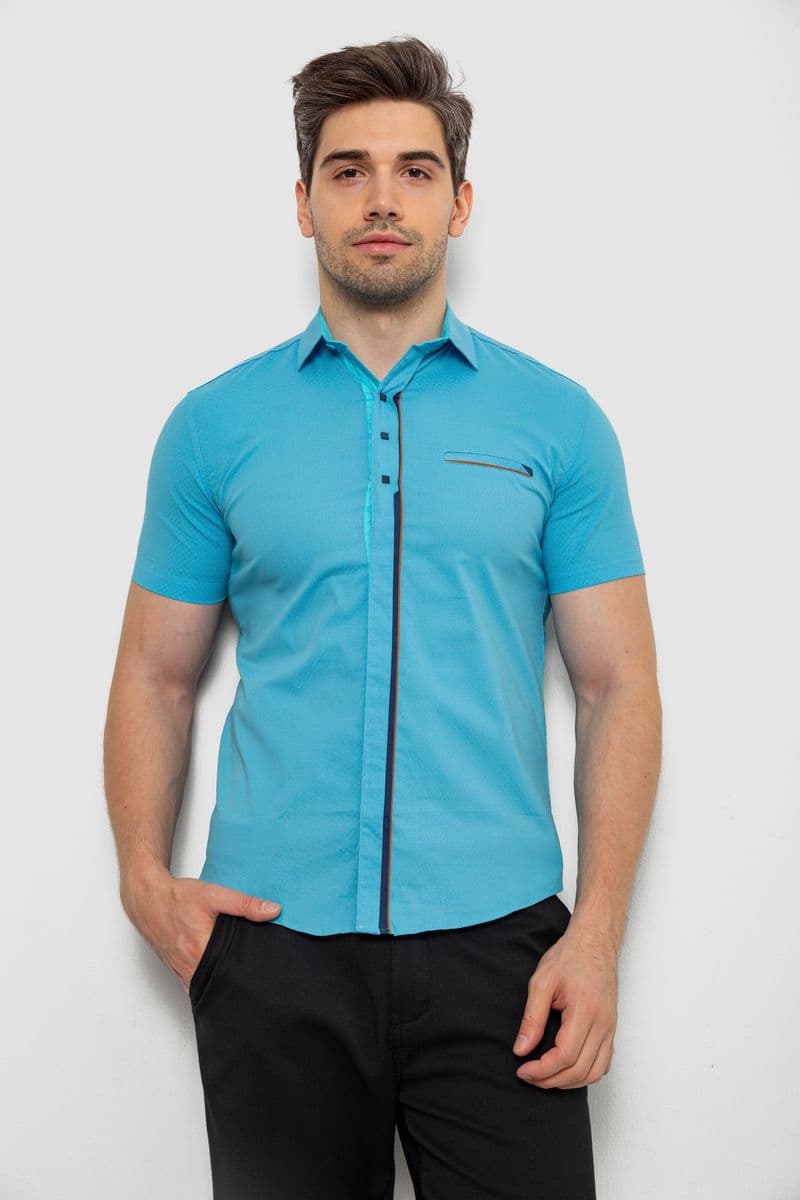 Сорочка чоловіча з принтом, колір блакитний, 214R7017 - зображення 1