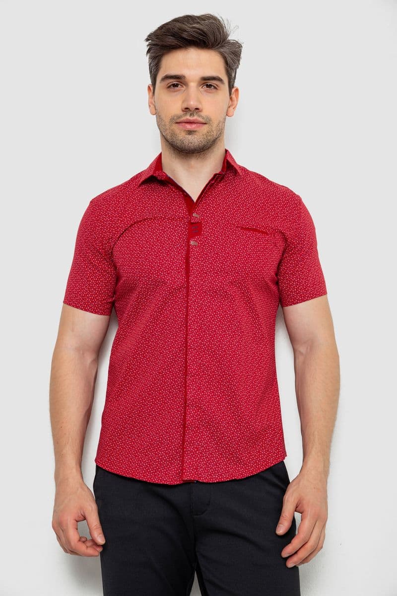 Сорочка чоловіча з принтом, колір бордовий, 214R7018 - зображення 1