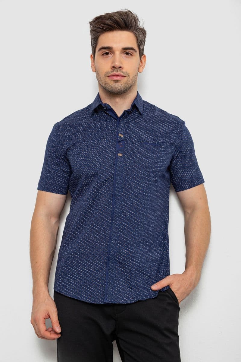 Сорочка чоловіча з принтом, колір темно-синій, 214R7018 - зображення 1