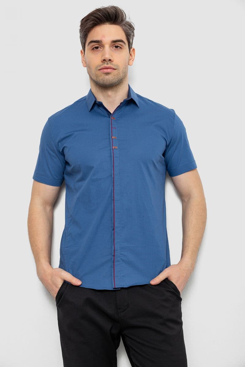 Сорочка чоловіча з принтом, колір джинс, 214R7026 - зображення 1