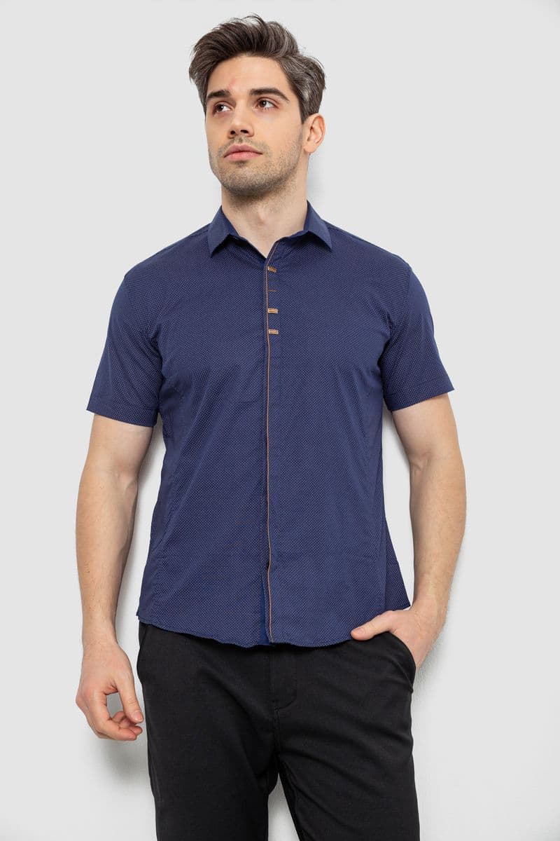 Сорочка чоловіча з принтом, колір темно-синій, 214R7026 - зображення 1