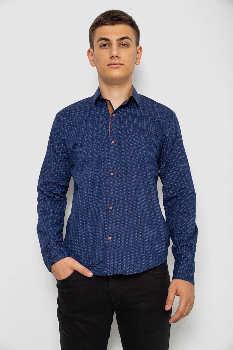 Сорочка чоловіча з принтом, колір синій, 214R7045 - зображення 1