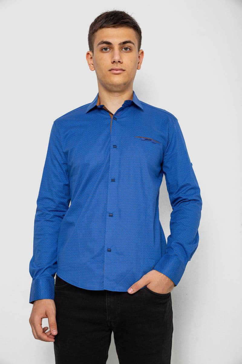 Сорочка чоловіча з принтом, колір електрик, 214R7040 - зображення 1