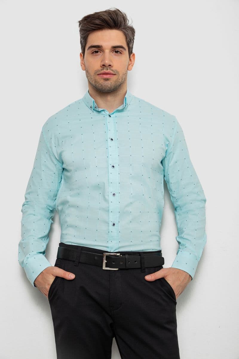 Сорочка чоловіча з принтом, колір м'ятний, 214R7074 - зображення 1