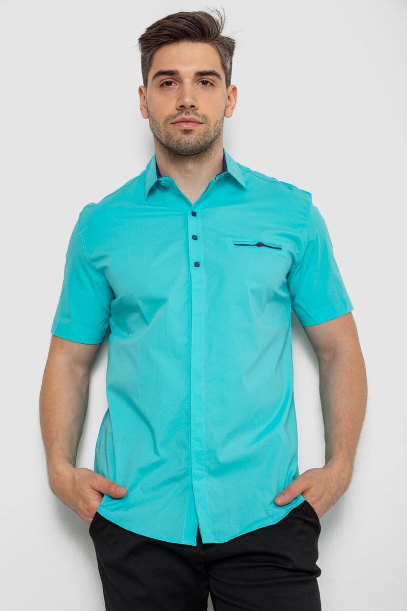 Сорочка чоловіча, колір бірюзовий, 214R7114-2 - зображення 1