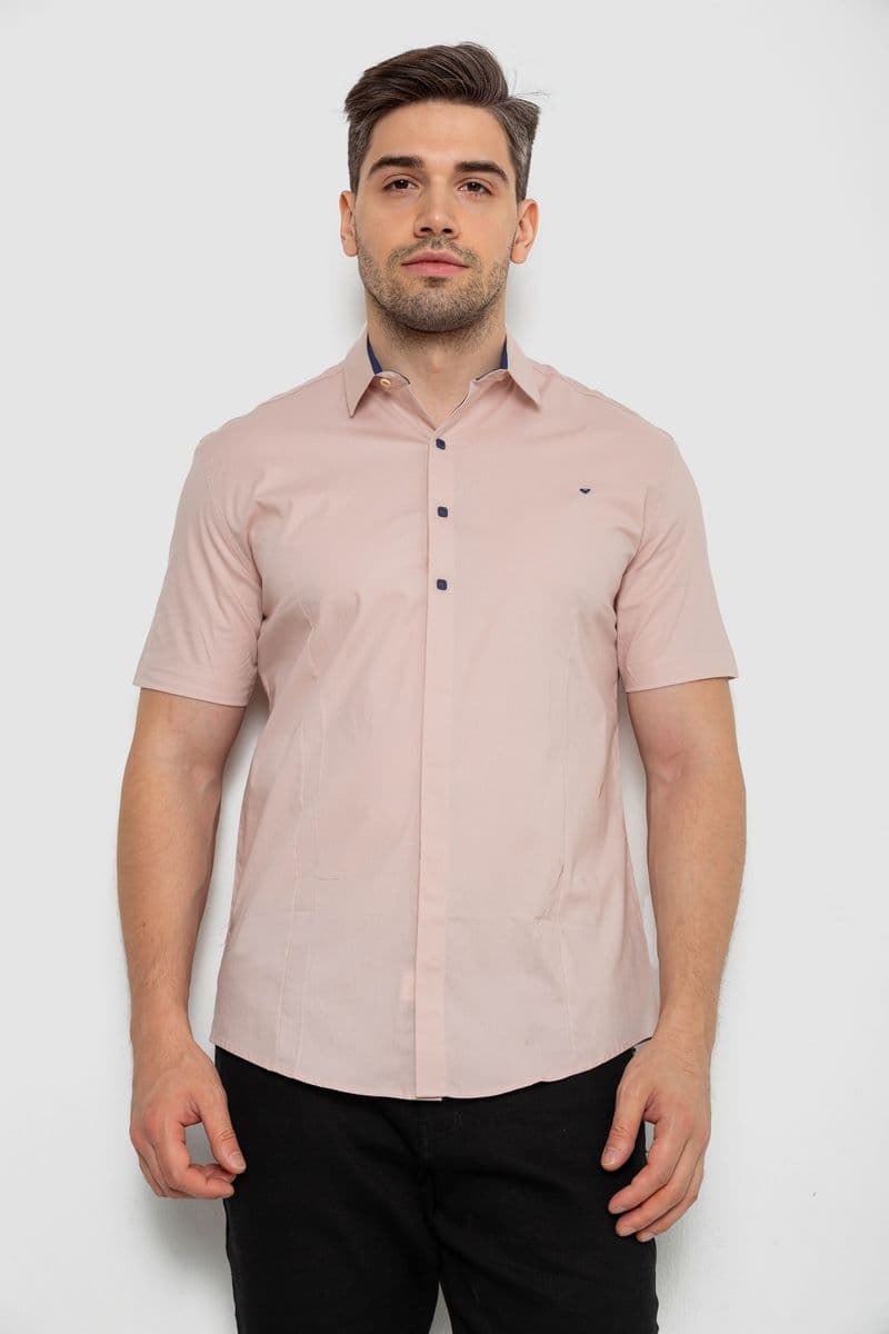 Сорочка чоловіча однотонна, колір пудровий, 214R7117 - зображення 1
