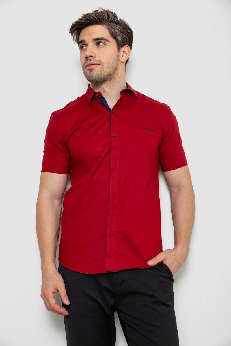 Сорочка чоловіча однотонна, колір бордовий, 214R7118 - зображення 1