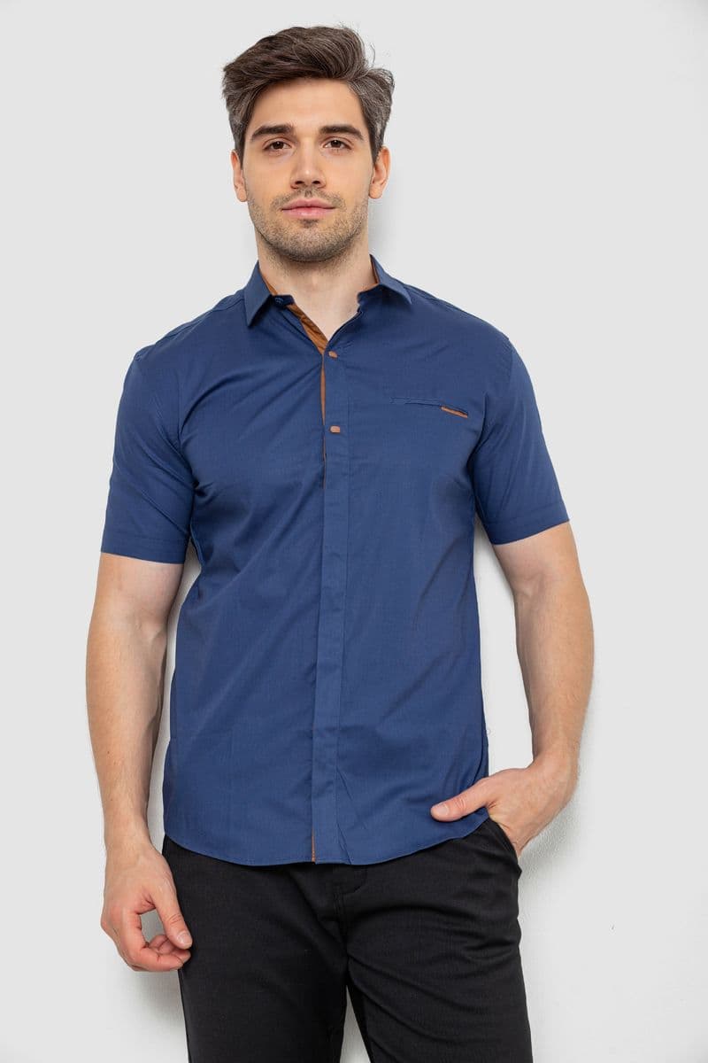 Сорочка чоловіча однотонна, колір синьо-бежевий, 214R7118 - зображення 1