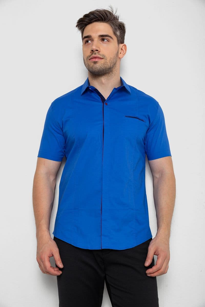 Сорочка чоловіча однотонна, колір електрик, 214R7118 - зображення 1