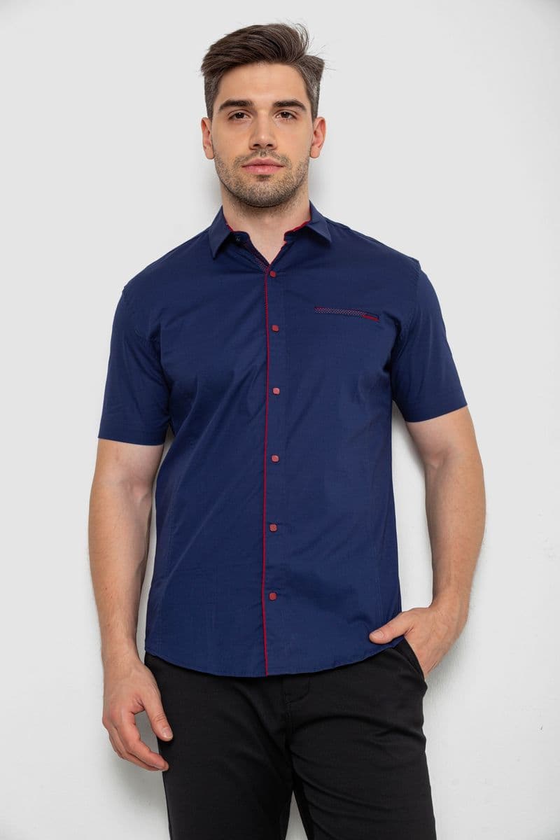 Сорочка чоловіча однотонна, колір синій, 214R7119 - зображення 1