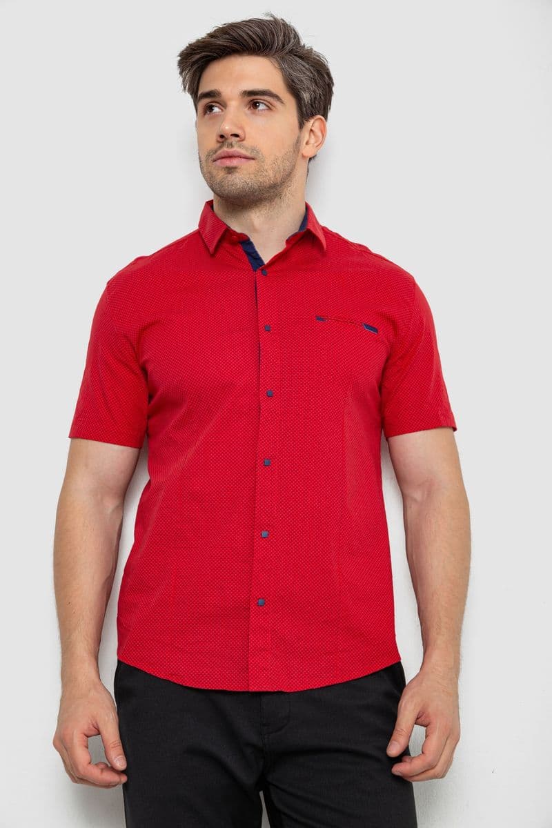 Сорочка чоловіча з принтом, колір червоний, 214R7124 - зображення 1