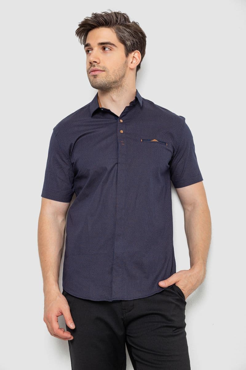 Сорочка чоловіча з принтом, колір темно-синій, 214R7125 - зображення 1