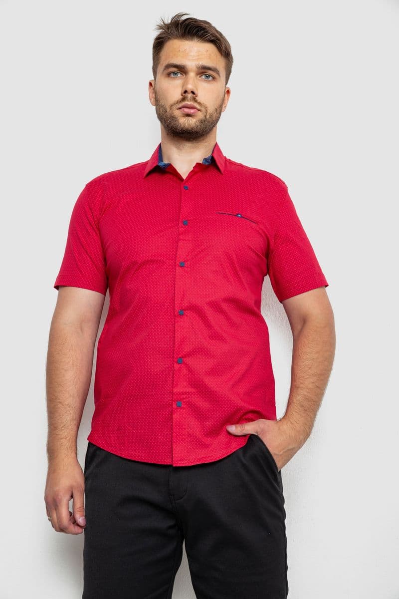 Сорочка чоловіча з принтом, колір червоний, 214R7143 - зображення 1