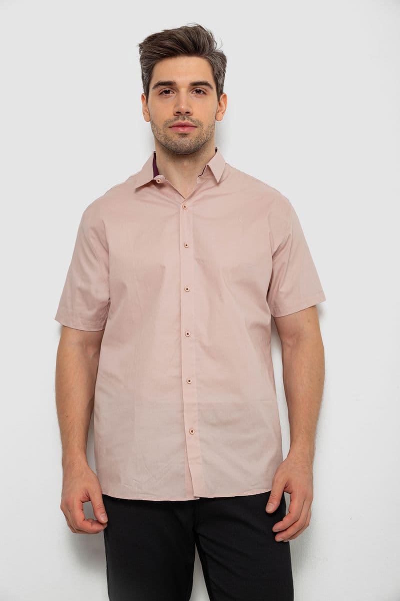 Сорочка чоловіча однотонна, колір бежевий, 214R7327-2 - зображення 1