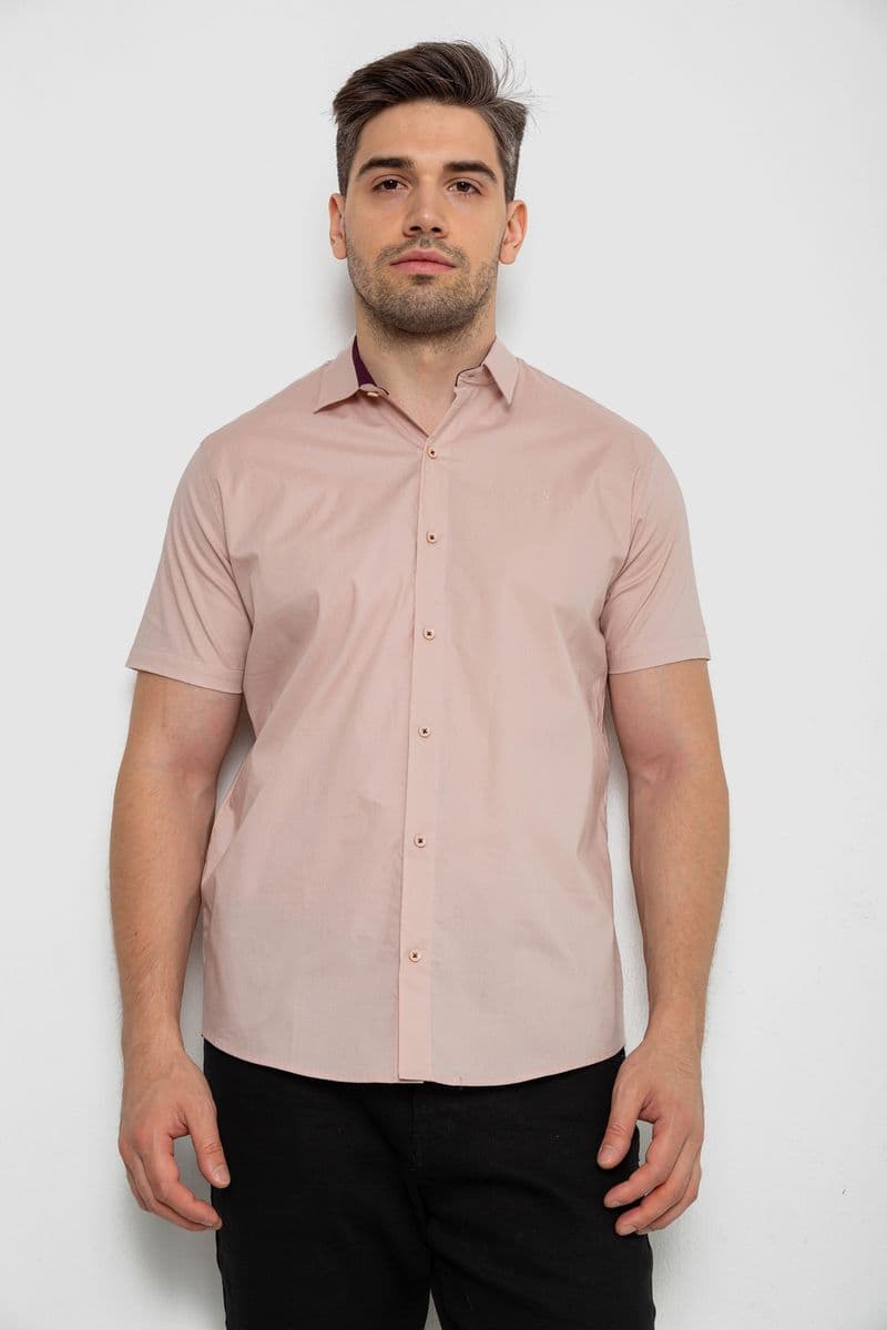 Сорочка чоловіча однотонна, колір пудровий, 214R7327-2 - зображення 1