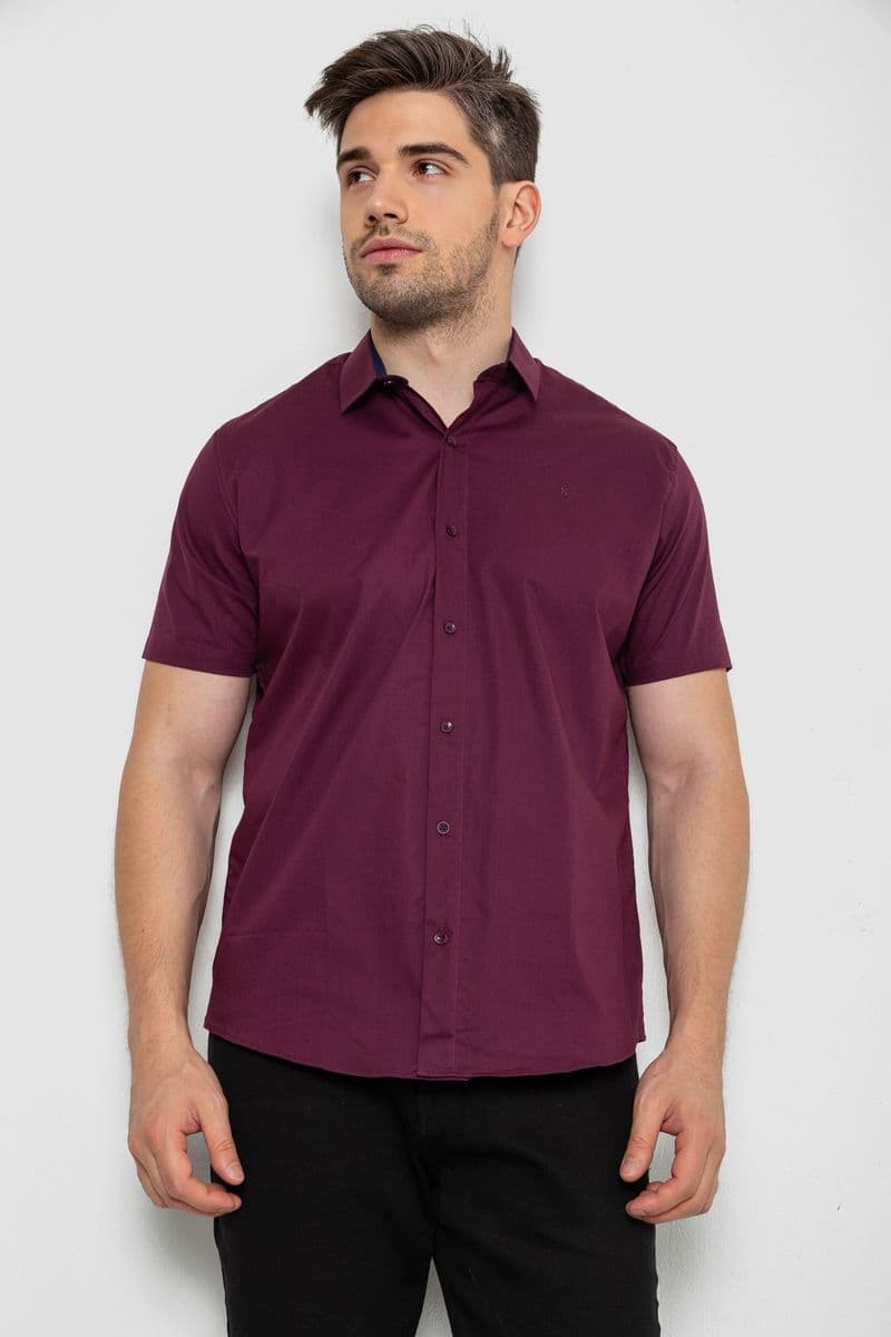 Сорочка чоловіча однотонна, колір сливовий, 214R7327-2 - зображення 1