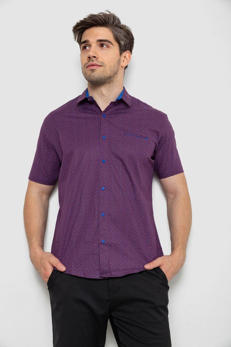 Сорочка чоловіча з принтом, колір сливовий, 214R7332 - зображення 1