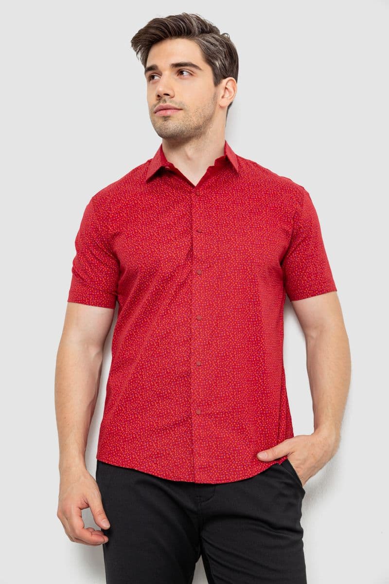 Сорочка чоловіча з принтом, колір бордовий, 214R7339 - зображення 1