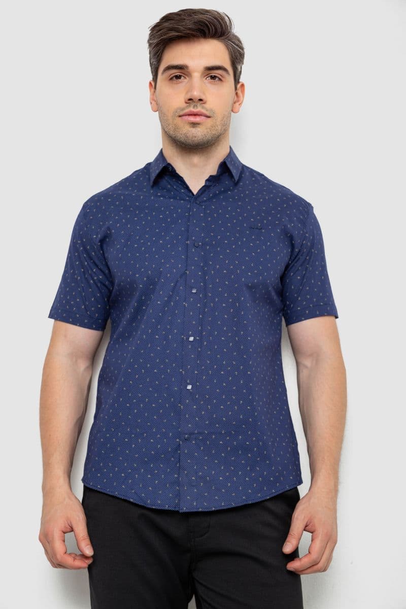 Сорочка чоловіча з принтом, колір темно-синій, 214R7340 - зображення 1