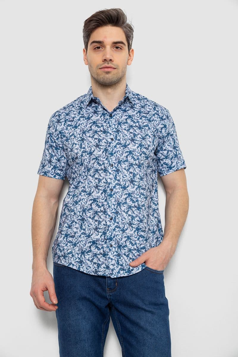 Сорочка чоловіча з принтом, колір синій, 214R7341 - зображення 1