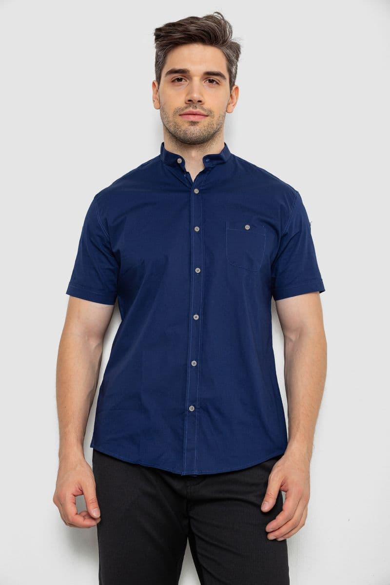 Сорочка чоловіча однотонна, колір синій, 214R7346 - зображення 1