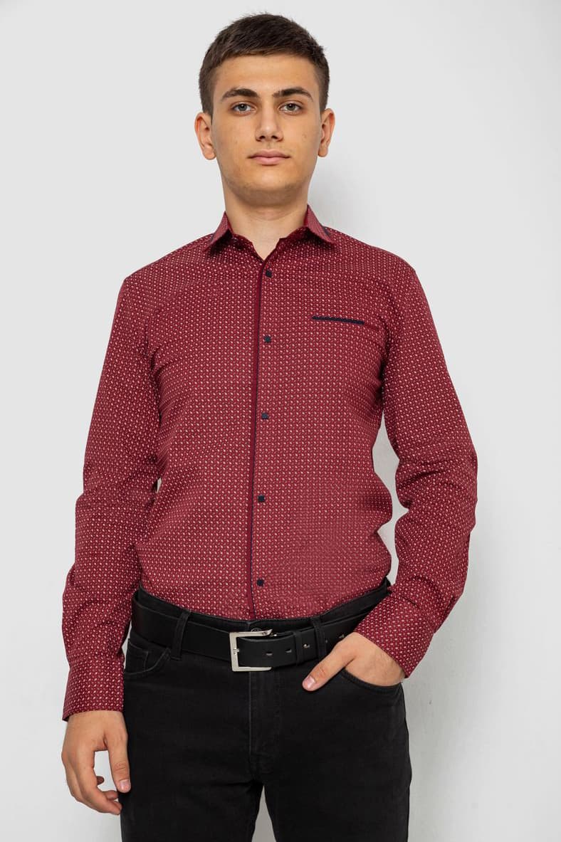Сорочка чоловіча з принтом, колір бордовий, 214R7497 - зображення 1