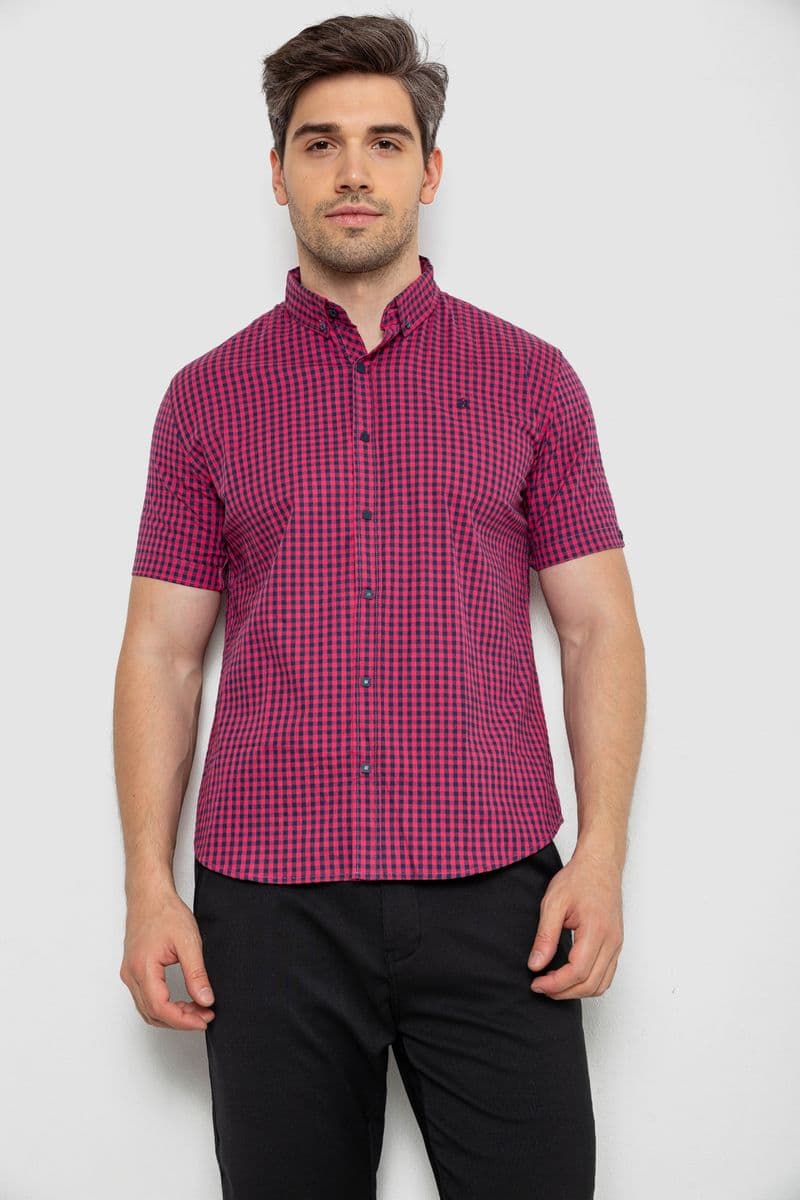 Сорочка чоловіча в клітинку, колір рожевий, 214R826 - зображення 1