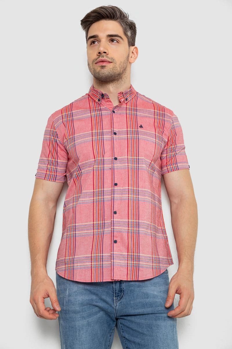 Сорочка чоловіча в смужку, колір рожевий, 214R841 - зображення 1