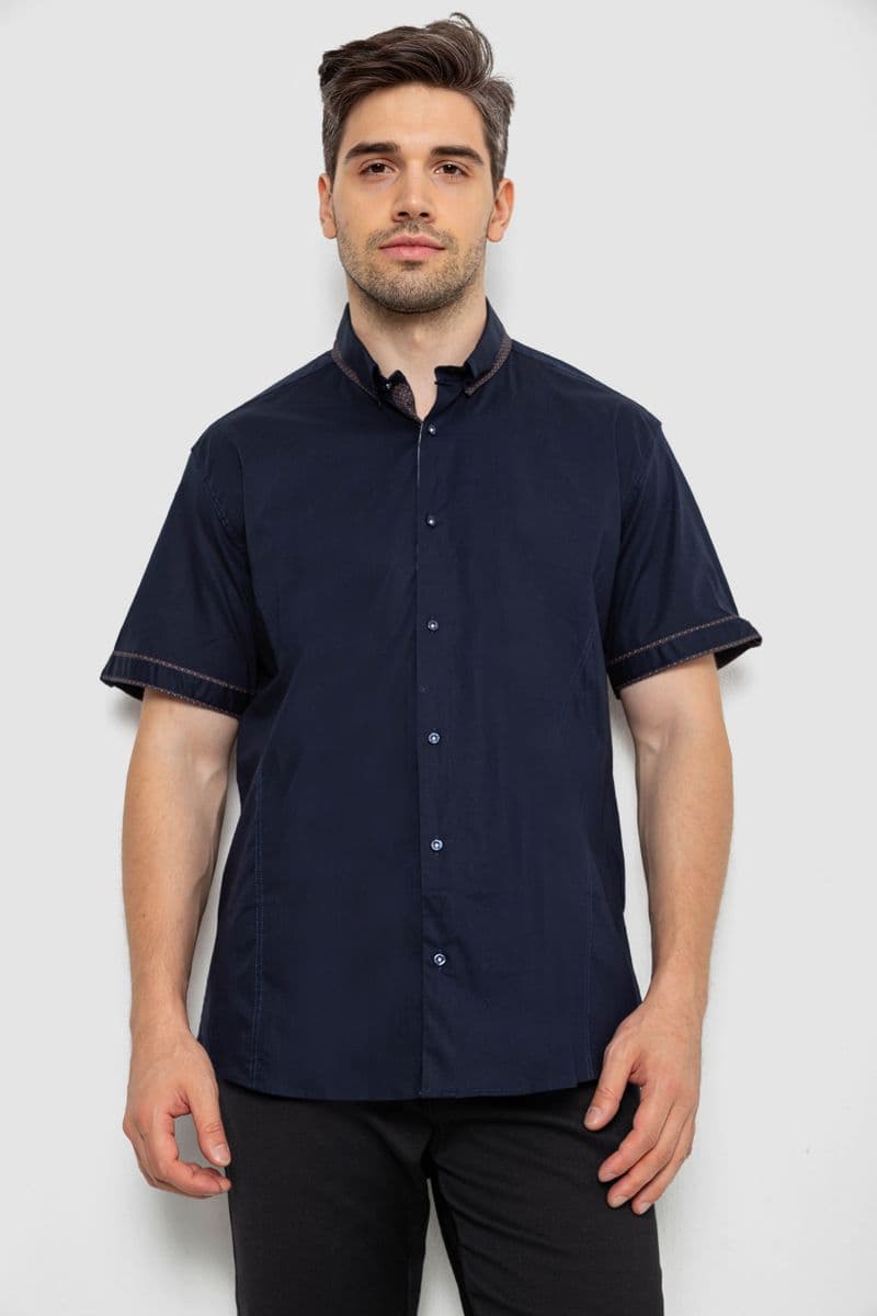 Сорочка чоловіча однотонна з принтом, колір синій, 214R9003 - зображення 1