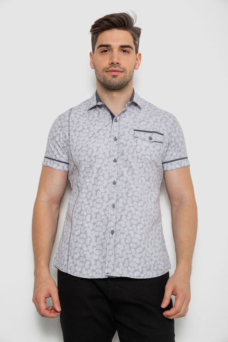 Сорочка чоловіча з коротким рукавом, колір сірий, 214RG601 - зображення 1