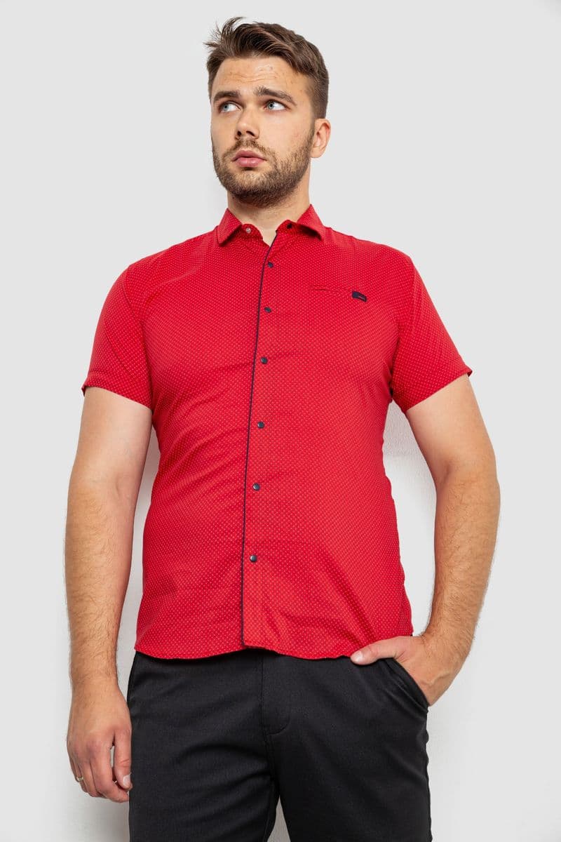 Сорочка чоловіча з принтом, колір червоний, 214RK100 - зображення 1