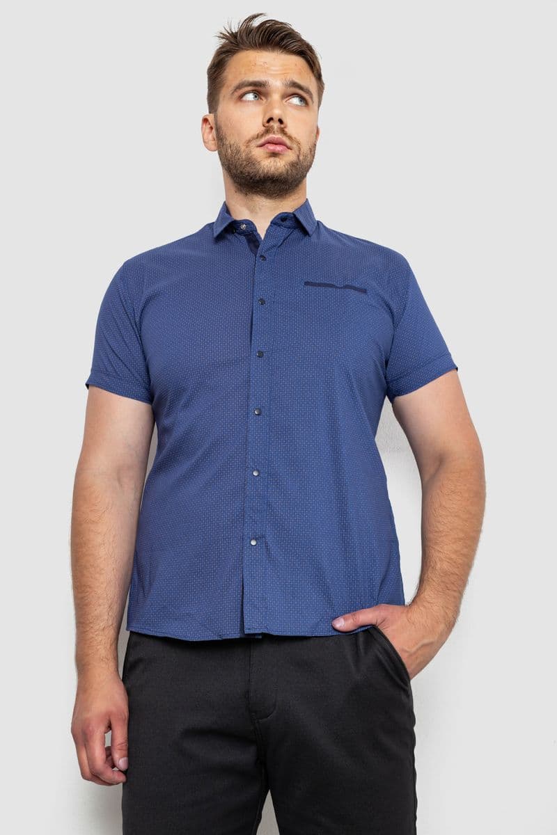 Сорочка чоловіча з принтом, колір синій, 214RK103 - зображення 1